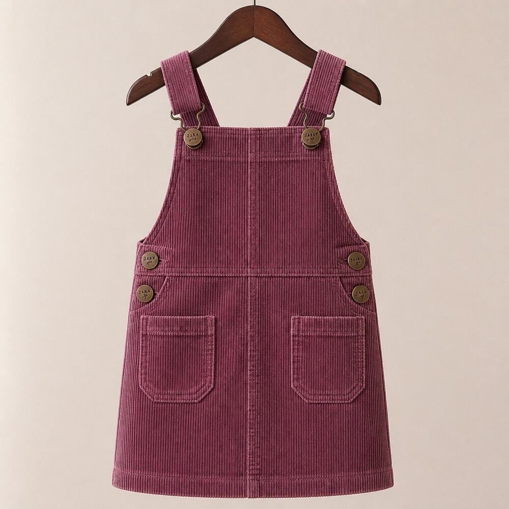 Jamie Kay Grace Girls Corduroy Jumper Dress Size 3Y Purple Adjustable Straps